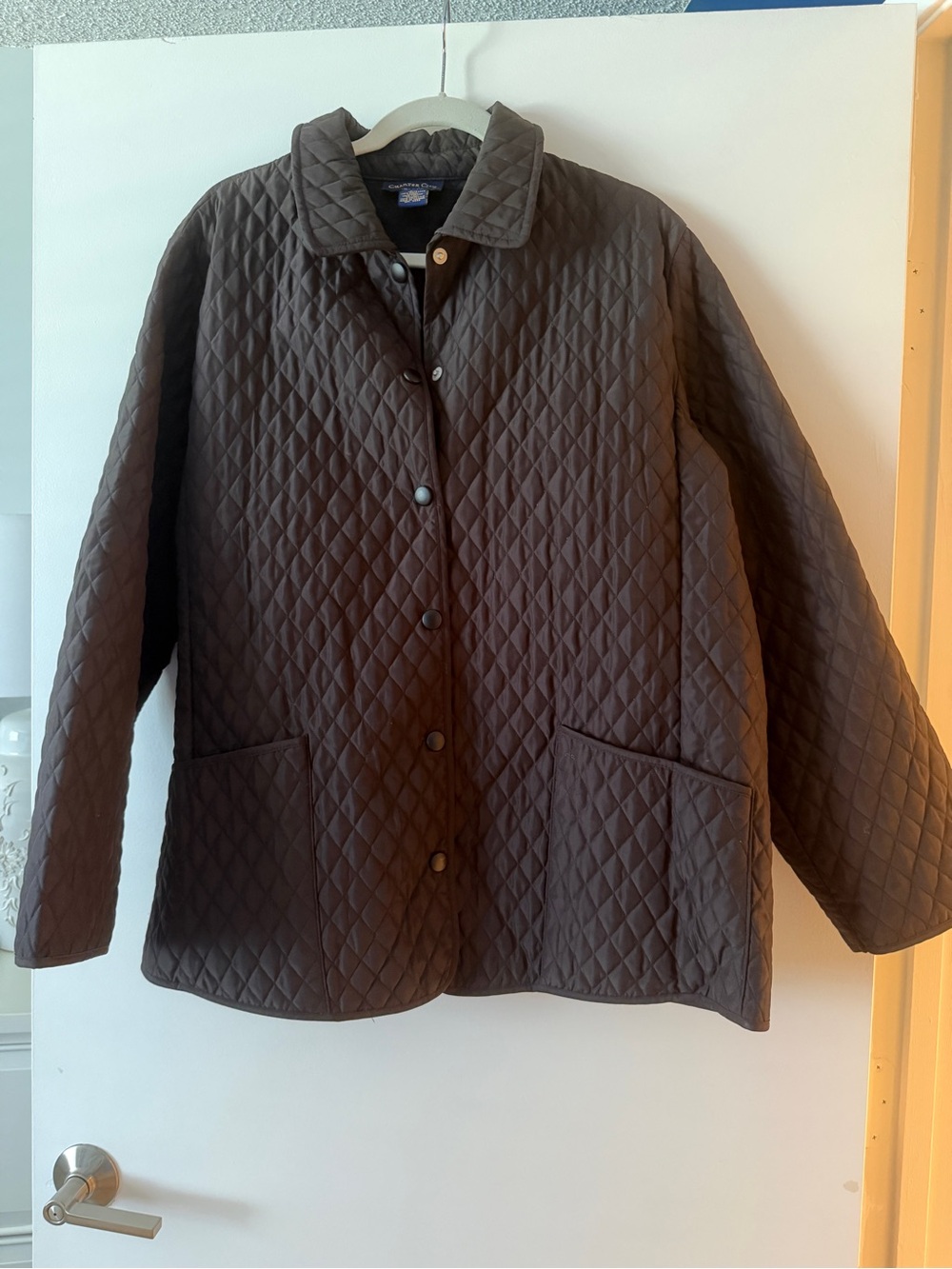 Charter Club Quilted Jacket in Dark Brown - Classic Button-Front Coat